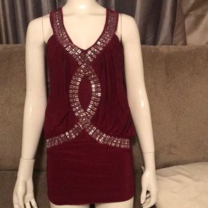 Maroon studded mini dress